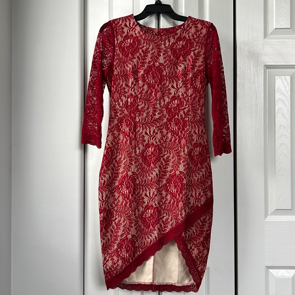 Semi Formal Dress. Beautiful lace work. Sexy high thigh cut.